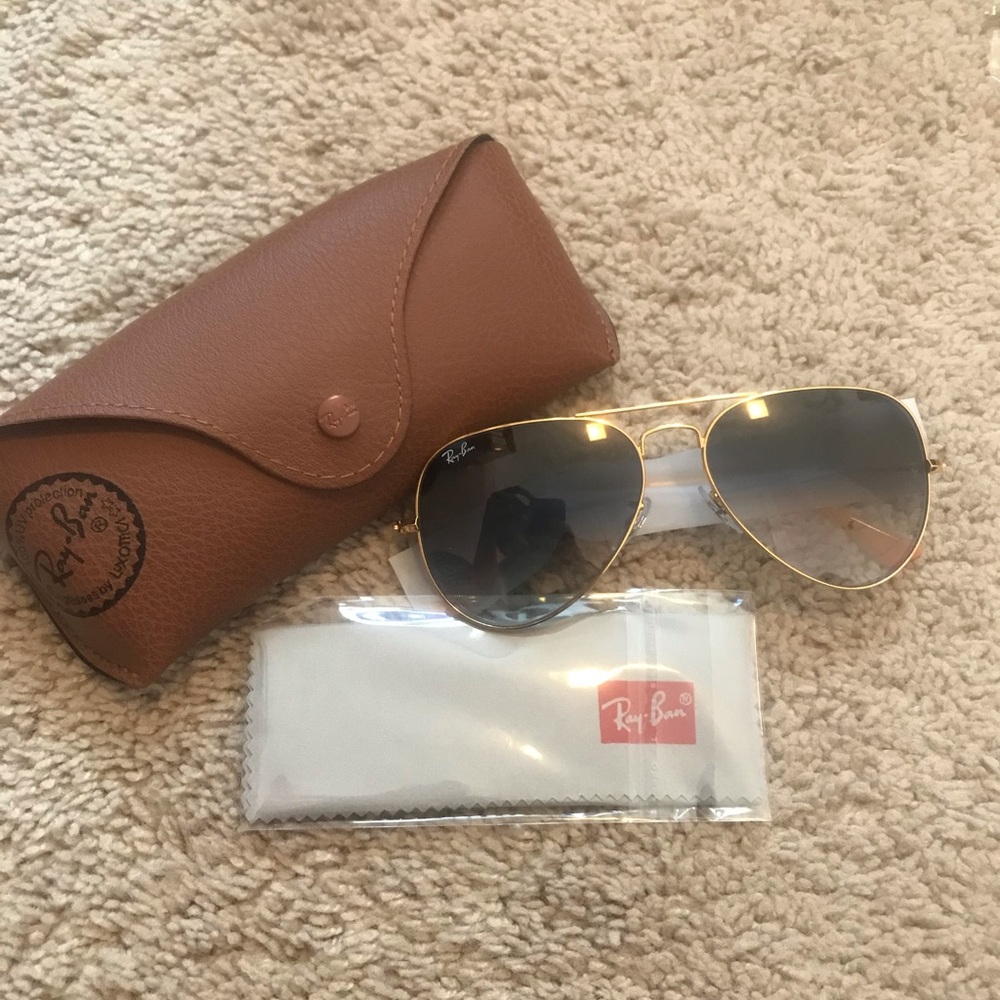 New ray ban large aviator sunglasses blue gradient